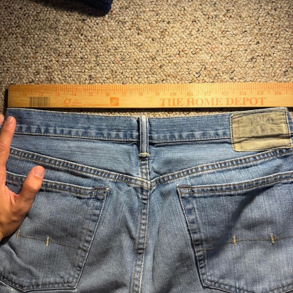 Polo Ralph Lauren Light Wash Straight Leg Jeans Distressed Y2K Denim Pants 36x32 - Picture 8 of 8